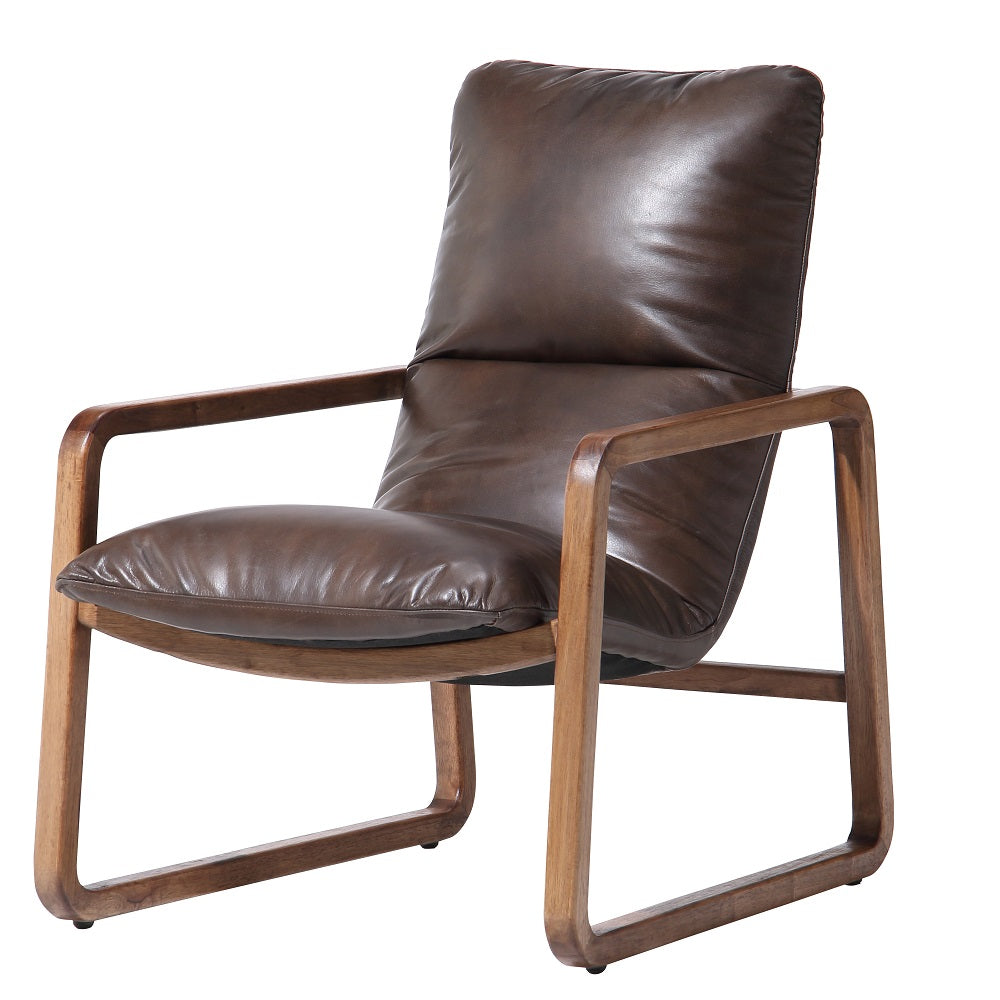 Leather Accent Chair - Brown