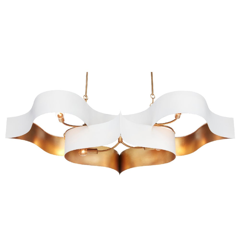 Grand Lotus White Oval Chandelier