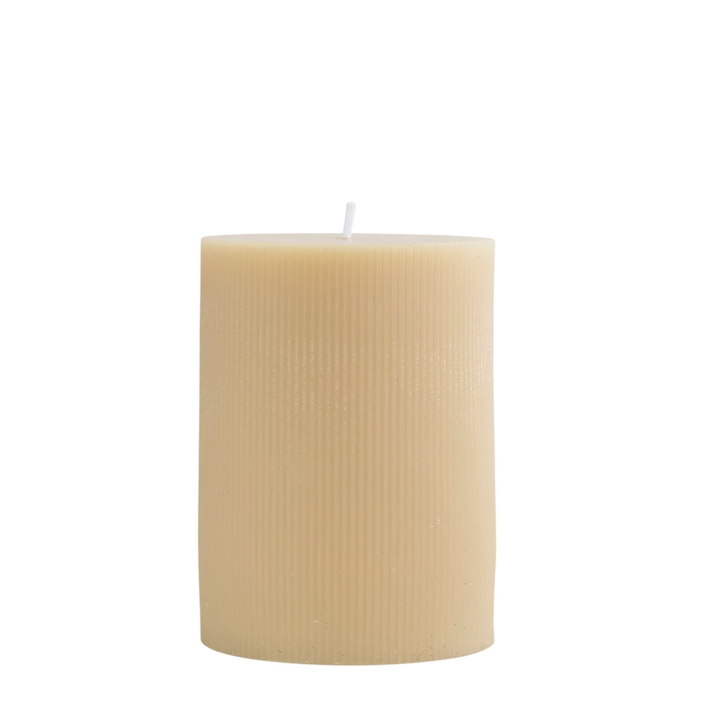 Candle Unscented Pleated Pillar 4"
