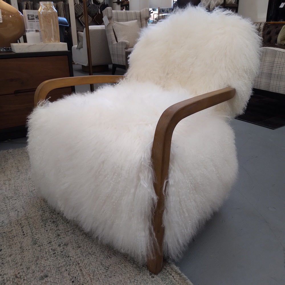 Sheepskin Fur White Accent Chair