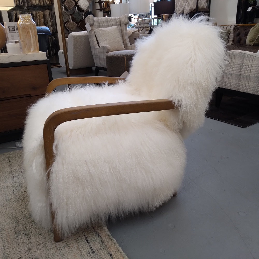 Sheepskin Fur White Accent Chair