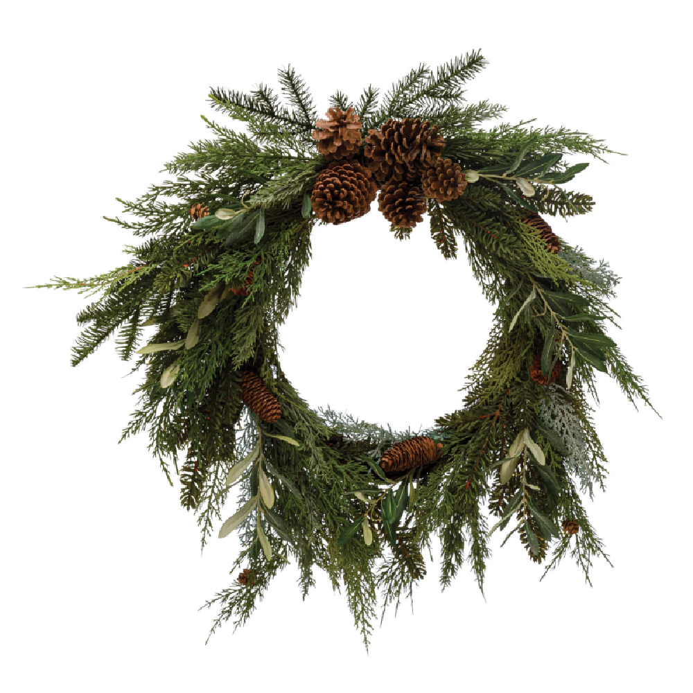 Faux Mixed Pine Wreath 27"