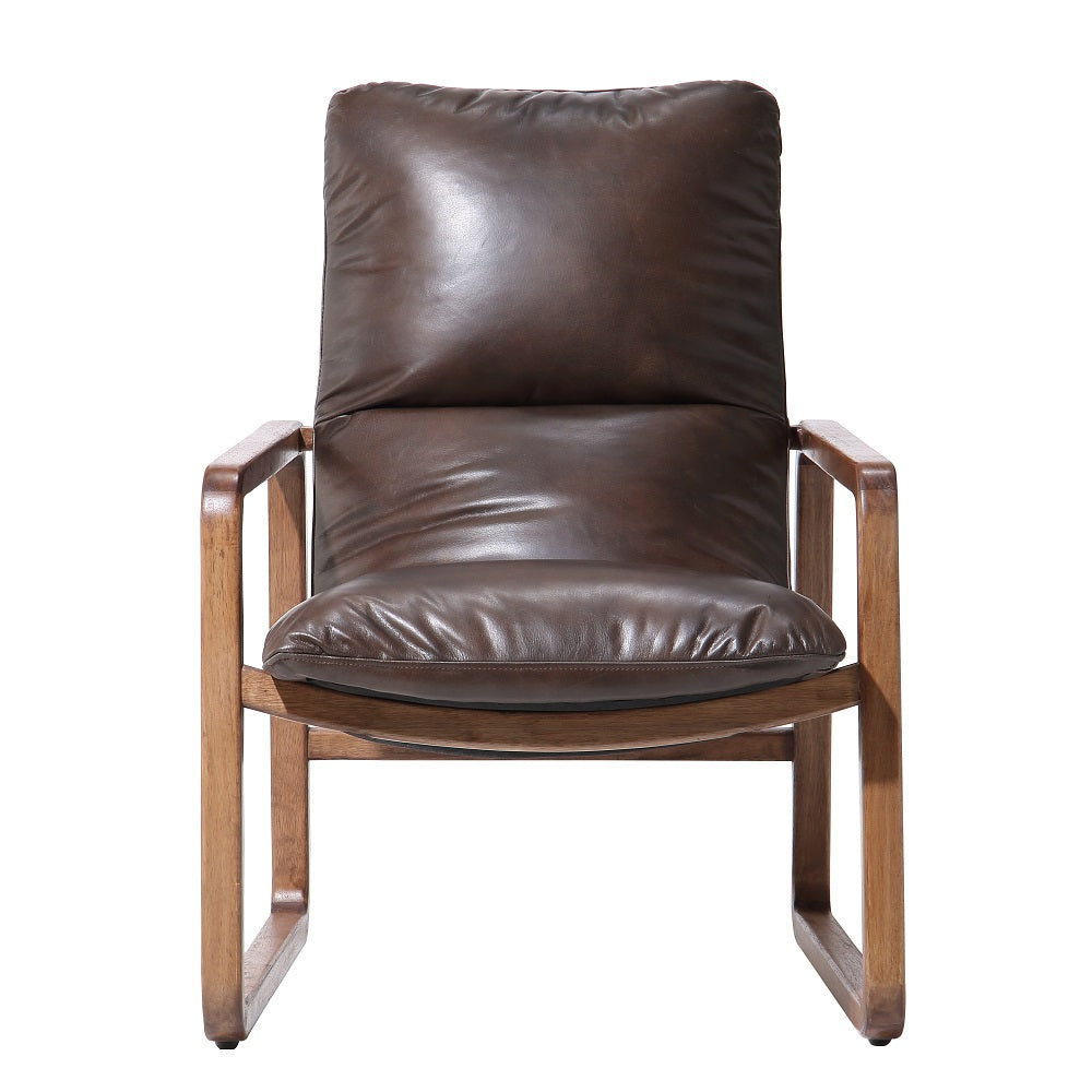 Leather Accent Chair - Brown