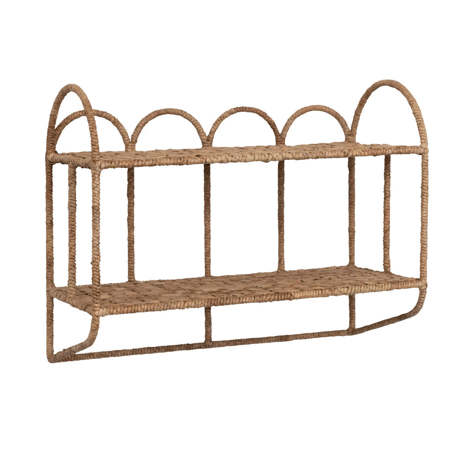 Woven Hyacinth 2 Tier Wall Shelf