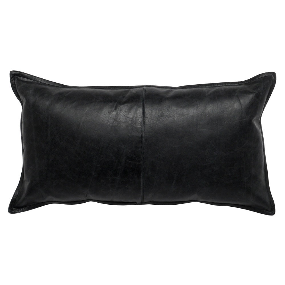 Dire Leather Onyx Lumbar Pillow