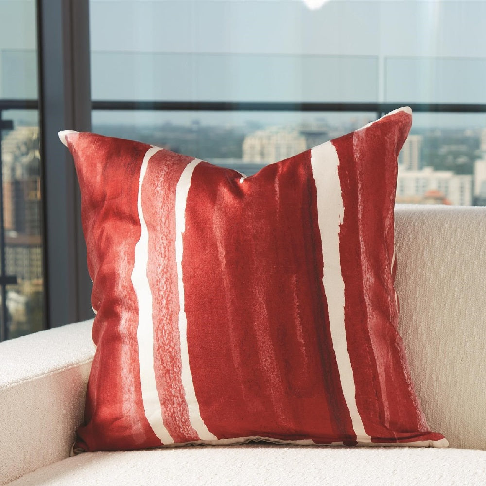 Red Stripe Silk Pillow 20x20