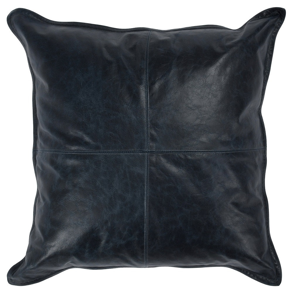David Leather Blue Night Accent Pillow