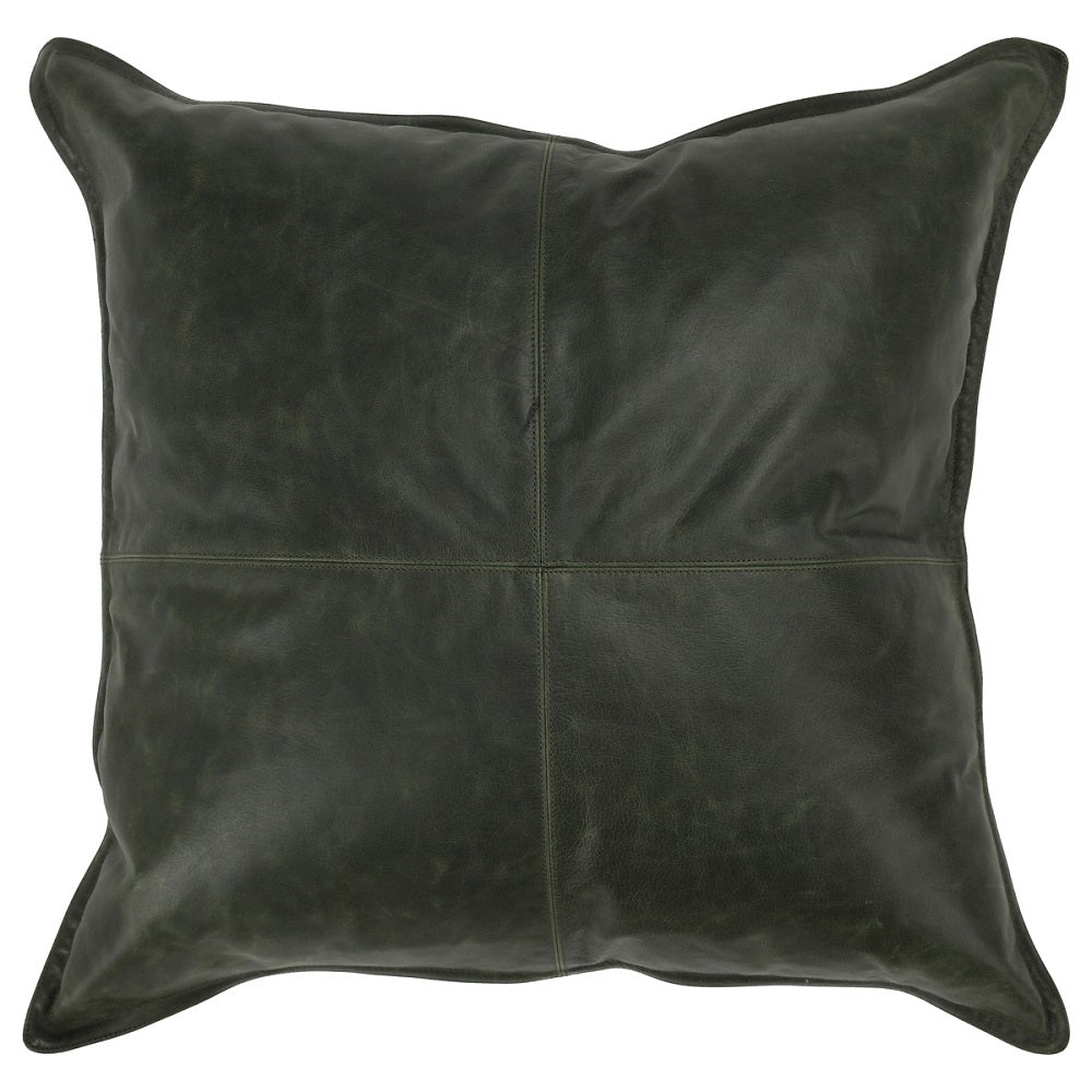 David Leather Forest Green Pillow 22"